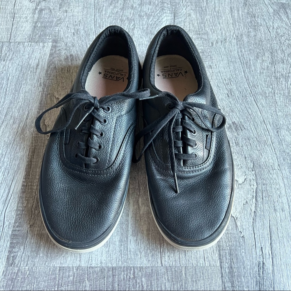 Vans California Since 1966 Black Leather Lace-Up Sneakers Size 11.5